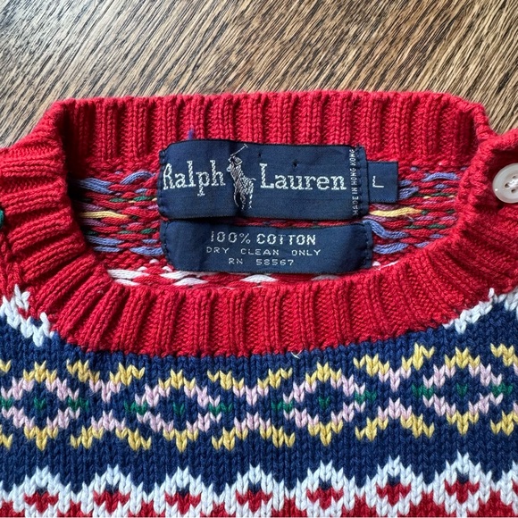 Vintage Ralph Lauren Red Holiday Sweater – Size Large, Excellent Condition - Picture 7 of 11